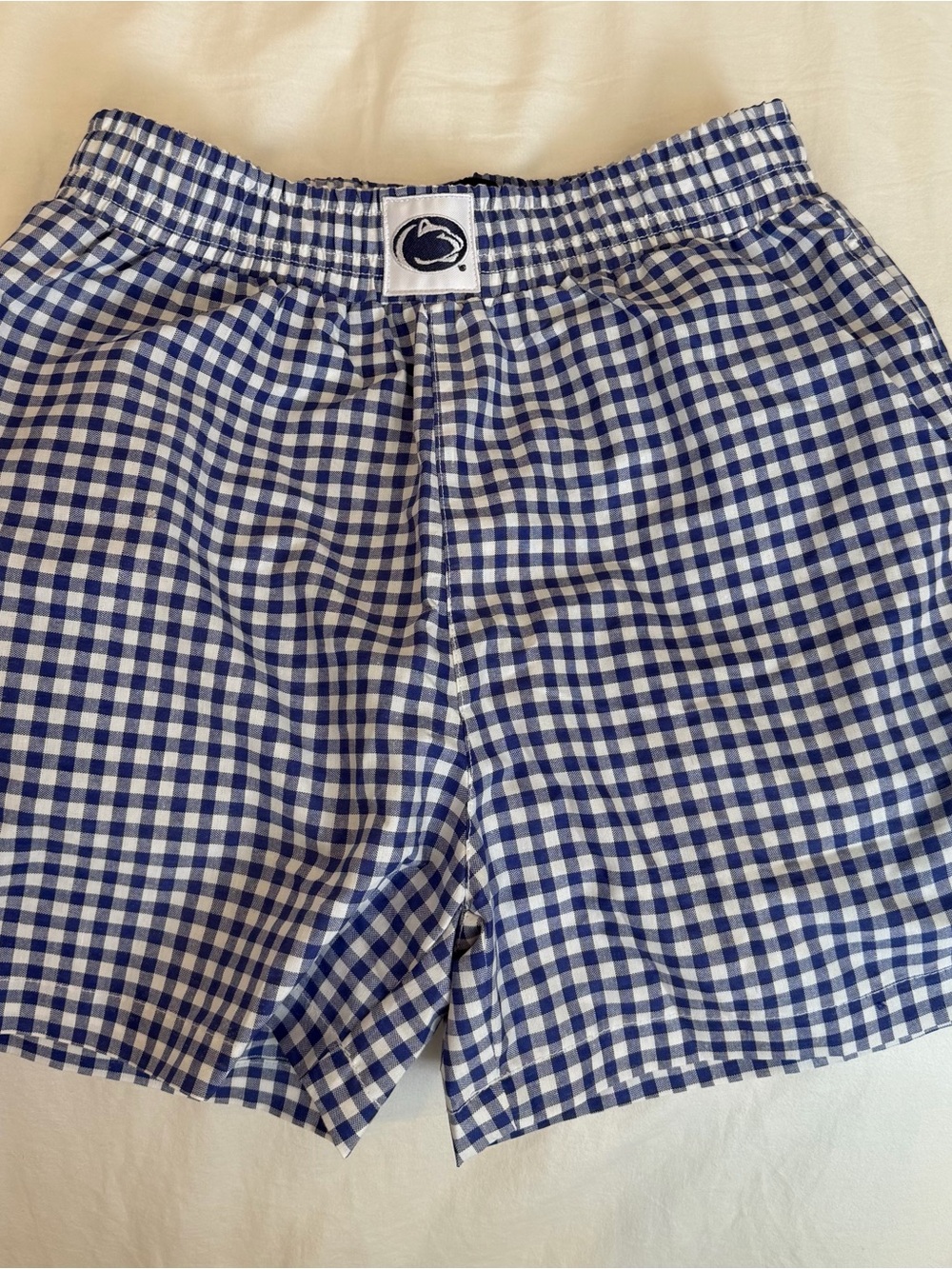 Girls Blue Gingham Elastic-Waist Shorts